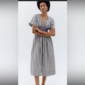 By Anthropologie V-Neck Zip-Front Midi Dress